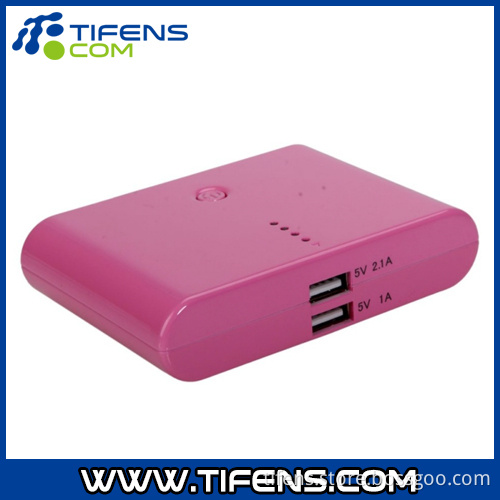 12000mA Rectangular Dual Interface 4LED Power Bank for Mobile Phone/MP3/PSP Pink